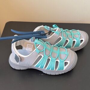 NWT Kids Gray and Teal Sandals Summer Water Vacation Active Velcro Adjustable